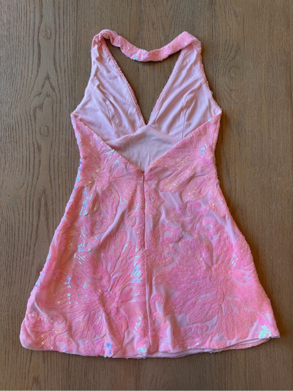 Lulus Sosie Light Pink Sequin Halter Mini Dress - Picture 4 of 8